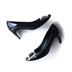 Roger Vivier black patent signature buckle heels Size 39